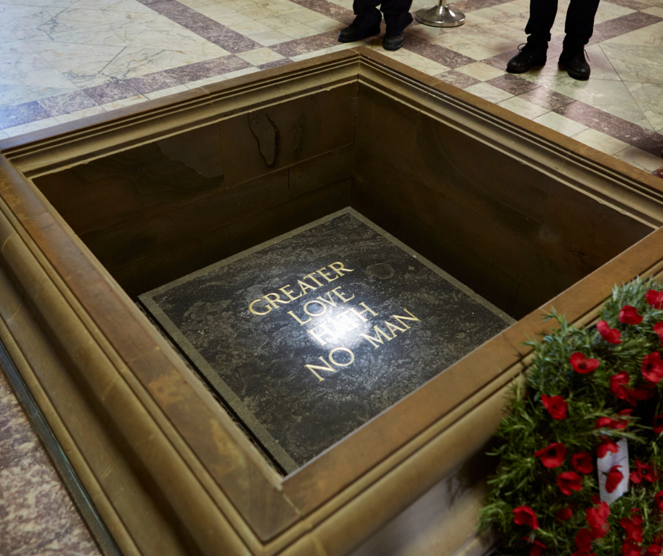 Melbourne Stone of Remembrance reading 'Greater Love Hath No Man"